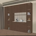 Modern Wooden Sideboard With Open Shelves LED Lighting Books And Drawers