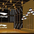 LI-NING Modern Exhibition Booth Design With Metal Frame Lighting And Glass Displays