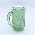 Assorted Colored Glass Mugs With Embossed Decorative Patterns And Transparent Design