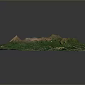 3D Mountainous Landscape Model With Green Vegetation Volcanic Crater And Blue Lakes