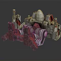 Sci-Fi Mechanical Structure Design With Red Silver Components And Intricate Industrial Parts 3d model