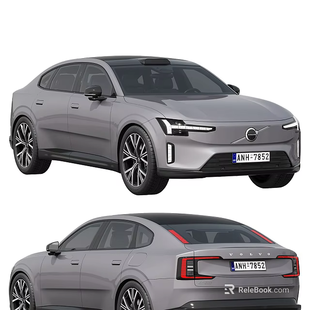 Silver Volvo Modern Crossover Car With Sleek Body LED Headlights And Alloy Wheels 3d model 