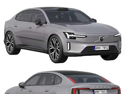 Silver Volvo Modern Crossover Car With Sleek Body LED Headlights And Alloy Wheels 3d model
