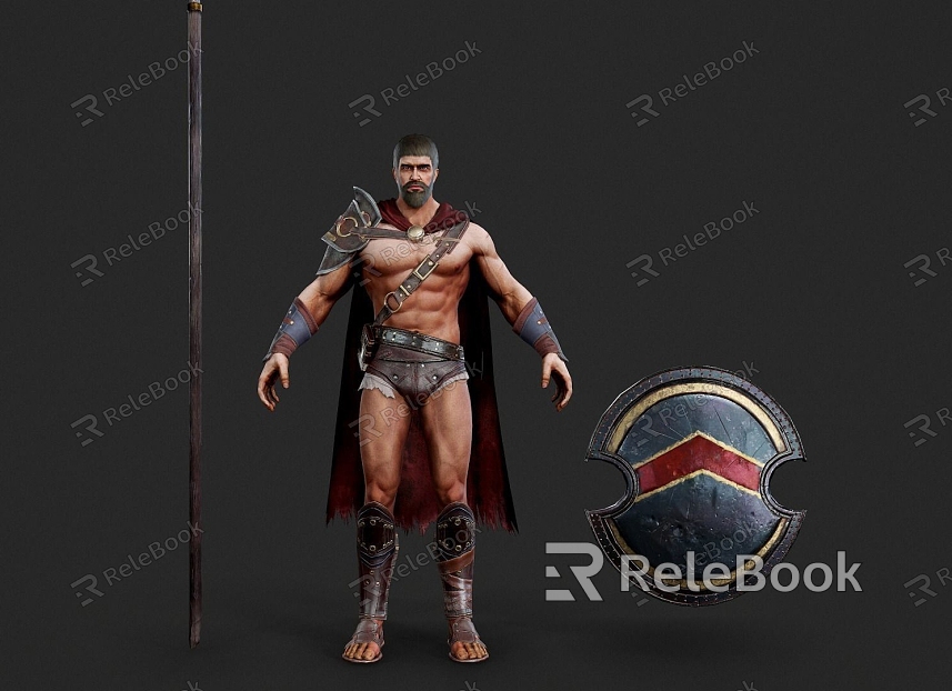 Spartan Warrior Warrior Samurai Spartan Warrior Weapon Spear Shield Man model