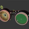 Steampunk Style Goggles With Intricate Brass Gears Green Lenses And Decorative Ornaments