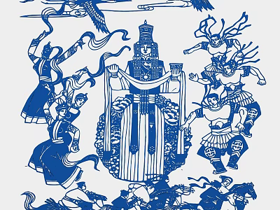 Traditional Mythical Hanging Ornament With Figures And Beasts 3d model