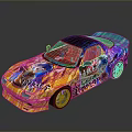 Vibrant Graffiti Sports Car Body Design With Colorful Art And Shiny Wheels