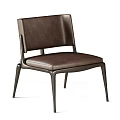 Modern Leisure Chair With Brown Beige Leather Seat And Black Metal Frame