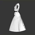 Man Modeling White Polka Dot Dress With Black Belt On Gray Gradient Reflective Floor