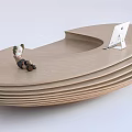 Wooden Bar Counter With Modern Layered Design And Tablet Stand On Smooth Surface