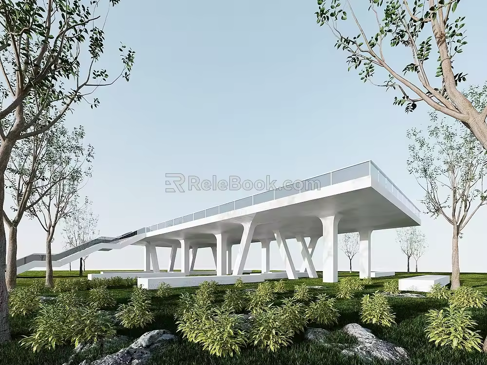 Modern viewing platform, landscape platform, landscape structure 3d model