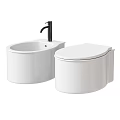 Yellow Bathroom Toilet With Matching Sink And Black Faucet Fixture