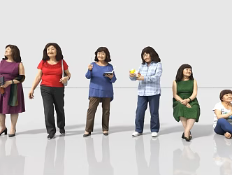 Yellow race Asian Chinese women middle-aged women old people 3d model