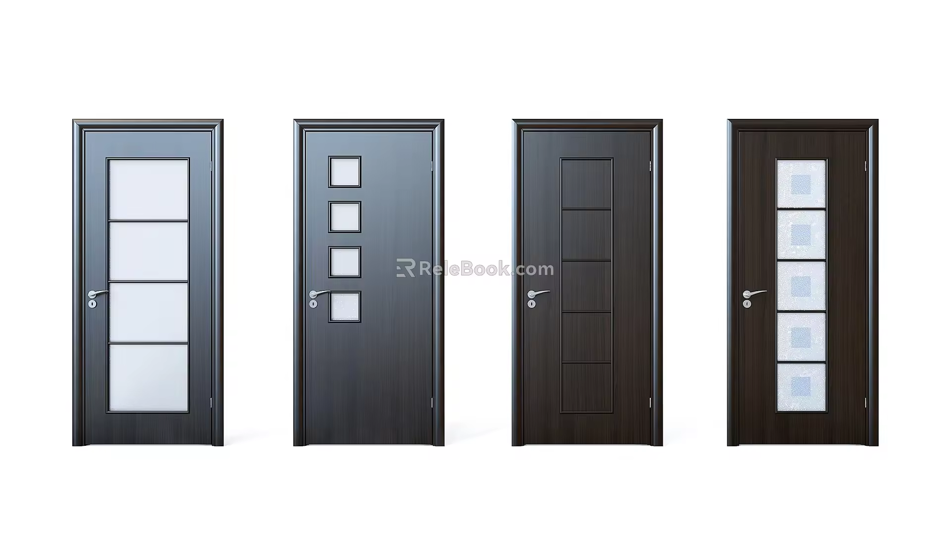 Wooden door four combination 3d model
