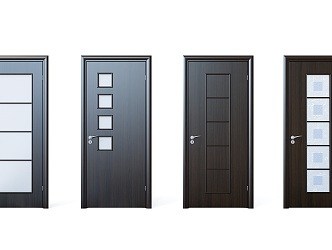 Wooden door four combination 3d model