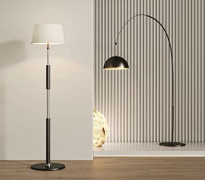 Modern Floor Lamps Featuring White Shade And Arch Design By Ribbed Wall 3d model