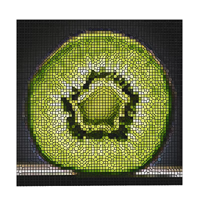 Green Avocado Slice Mosaic Art With Vibrant Tiled Pattern And Central Seed 3d model