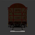 Red Train Carriage Parked On Railway Tracks With White Text And Numbers Against Dark Background