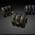 Vintage Wooden Chests With Metal Bands Latches Open And Closed Designs