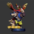 Cartoon Bear Action Figure With Colorful Bird On Back And Yellow Blue Base