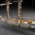 Detailed Wooden Sailing Ship Model With Tall Masts Intricate Rigging And Classic Hull Design