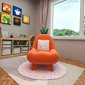 Kids Fruit Shaped Single Sofa with Cute Expressions in Children Room