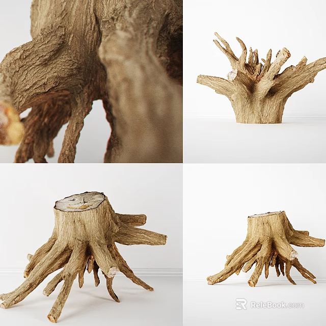 Artistic Stone Wood Root Sculpture With Natural Texture For Home Decor 3d model 