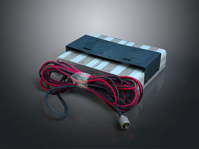 Electric Heating Pad With Striped Surface Black Control Panel Red Black Power Cord And Plug 3d model