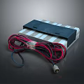 Electric Heating Pad With Striped Surface Black Control Panel Red Black Power Cord And Plug 3d model
