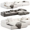 Modern Sectional Sofa Design With Soft Pillows And Cozy Throw Blanket In Neutral Tones