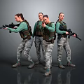 Group Of Women In Tactical Gear Holding Rifles Wearing Green Shirts And Camouflage Pants