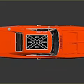 Red Classic Muscle Car With Sleek Body And Black Grille Roof Design