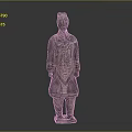 Ancient Terracotta Warrior Sculpture With Intricate Armor Details And Standing Pose
