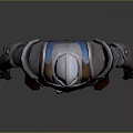 Game and Movie Warrior Character in Blue and Silver Armor with Helmet and Brown Belt
