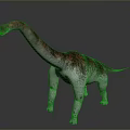 3D Dinosaur Model With White Body Red Spots And Long Neck Standing On Gray Background