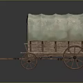 Classic Wooden Wagon With Canvas Cover And Spoked Wooden Wheels