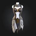 Unique Black And White Dress With Gold Accents And Ruffled Asymmetrical Skirt