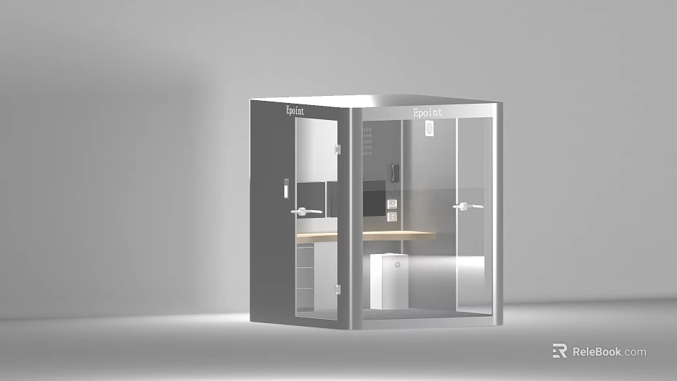 Modern Deski Transparent Glass Workstation Booth With Interior Desk And Storage 3d model 