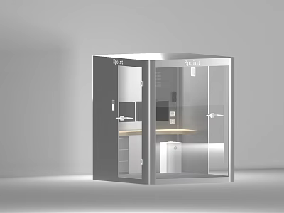 Modern Deski Transparent Glass Workstation Booth With Interior Desk And Storage 3d model