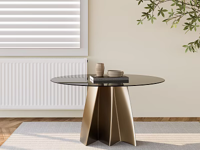 Modern Minimalist Side Table With Round Glass Top And Metal Base In Interior Space 3d model
