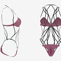 Stylish Purple Bikini With Black Mesh Cover Up Two Piece Swimwear Design