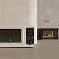 Stylish Modern Kitchen Countertop With White And Black Microwave Oven Appliances