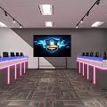 Modern Esports Room Interior With Large Screen Computers Comfortable Chairs And Ambient Lighting 3d model