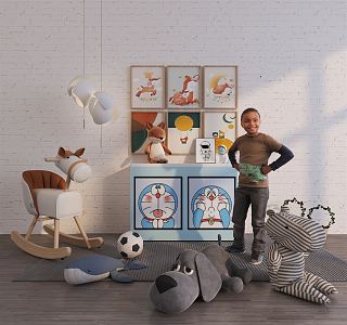 Modern Toy Kids Cabinet Trojan Toy Combo 3d model