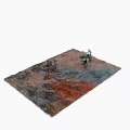 Colorful Abstract Styled Carpet With Artistic Patterns And Flower Bouquet On Floor