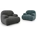 Modern Single Sofa Design With Rounded Armrests Gray And Teal Colors 3d model