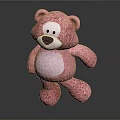 Pink Plush Stuffed Bear With Soft Texture And Light Pink Belly Design 3d model