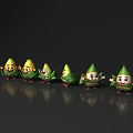 Cartoon Corn Themed Decorative Ornament Set With Various Expressions And Green Leaves