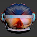 Woman With Colorful Hair Wearing VR Headset And Headphones In Stylish Futuristic Design