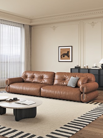 Middle Style Living Room Sofa Combination 3d model